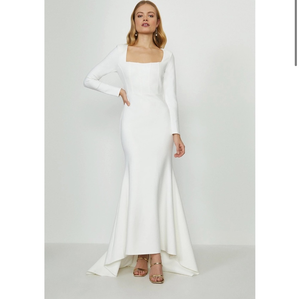 NWT Long Sleeve Maxi Dress With Trail Ivory Wedding Dress